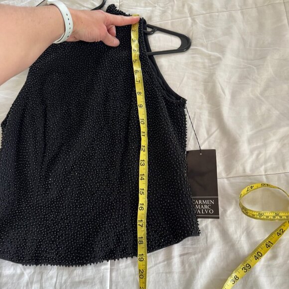 Carmen Marc Valvo Beaded Moc Neck Top - Picture 10 of 13